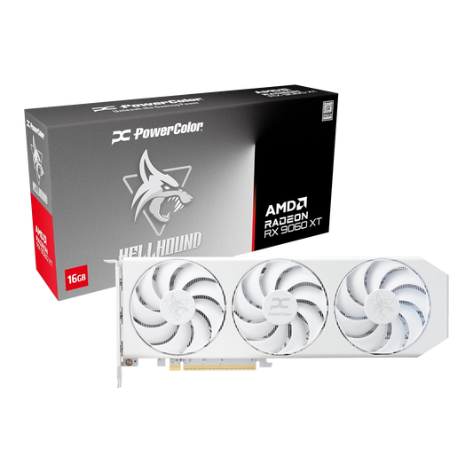 PowerColor Hellhound Spectral White Radeon RX 9060 XT 16GB GDDR6 Graphics Card