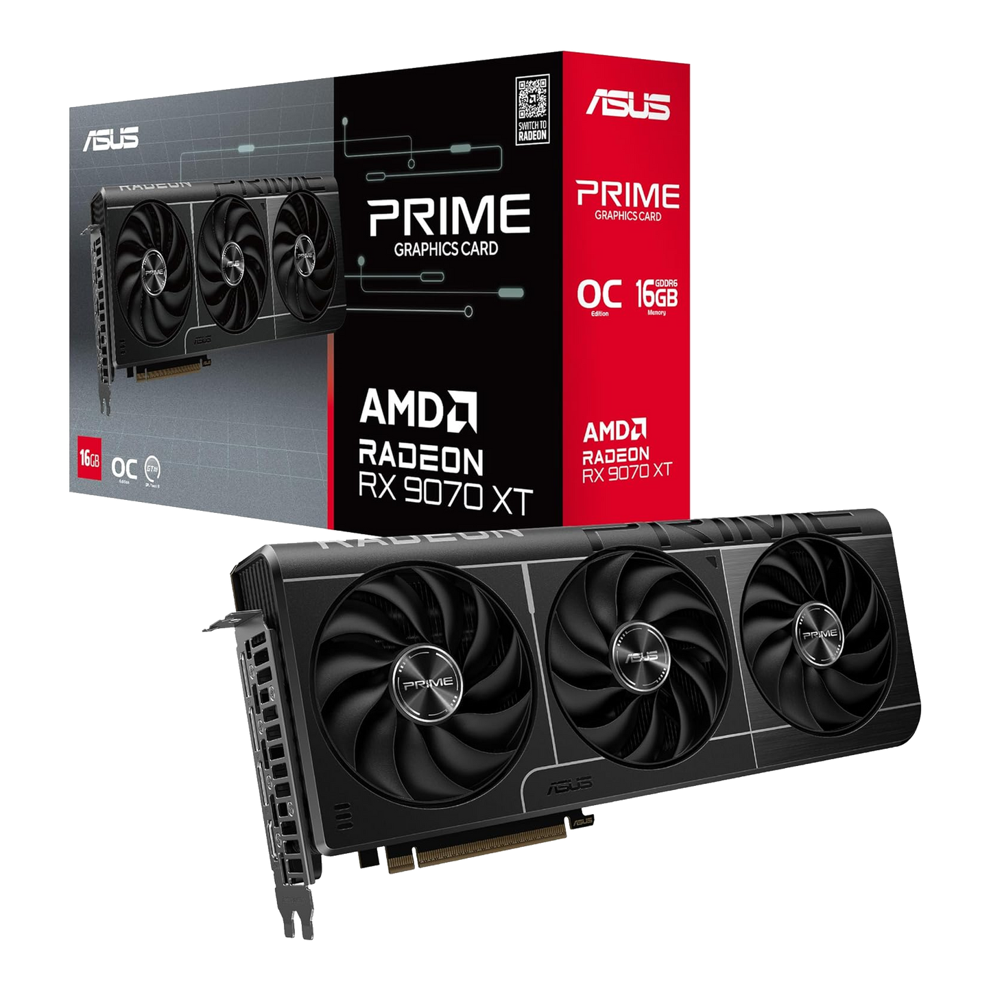 ASUS Prime Radeon RX 9070 XT OC 16GB GDDR6 Graphics Card
