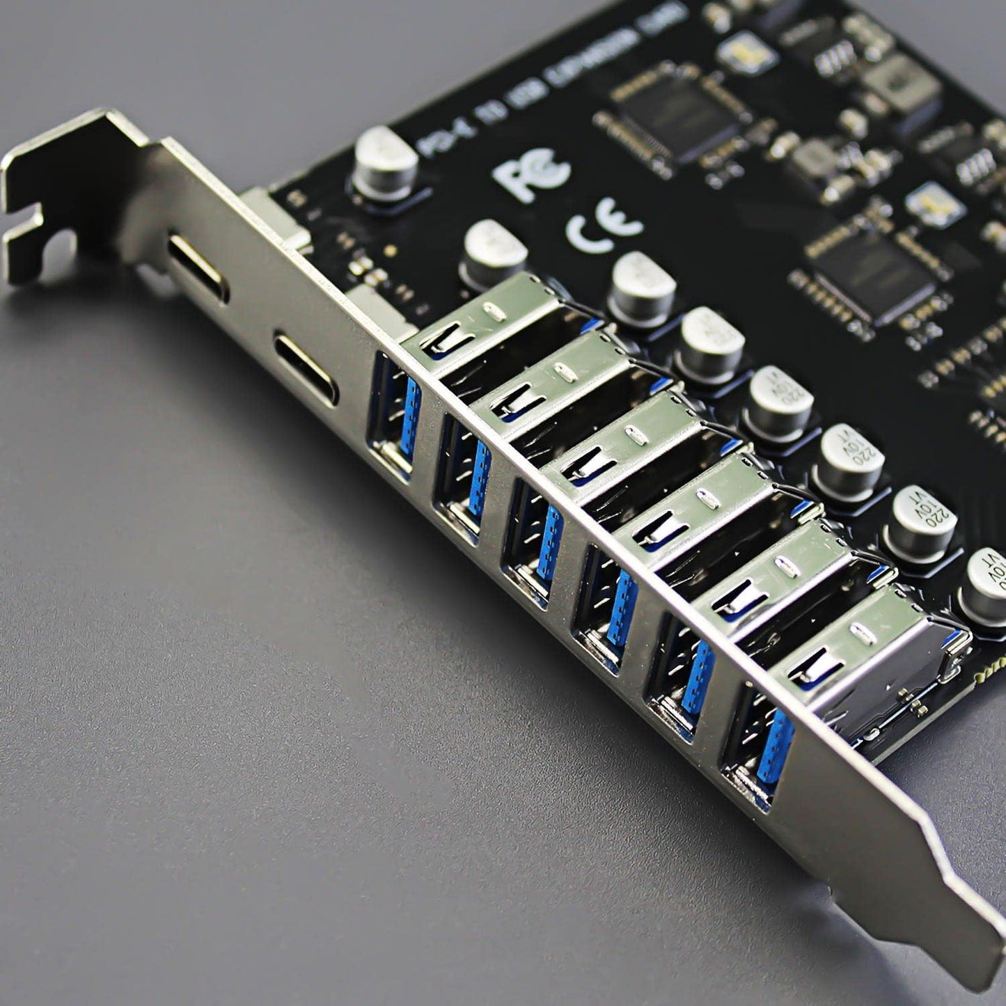 8-Port (2 Type-C+ 6 x Type-A) USB 3.0 5Gbps (non-dedicated) PCIe Expansion Card