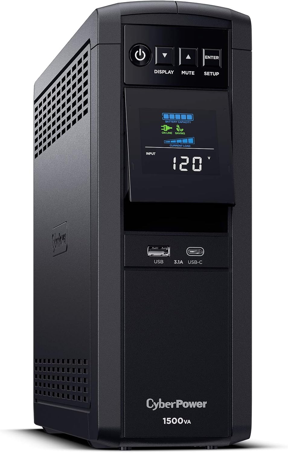 CyberPower CP1500PFCLCD PFC Sinewave UPS System, 1500VA/1000W, 12 Outlets, AVR, Mini Tower