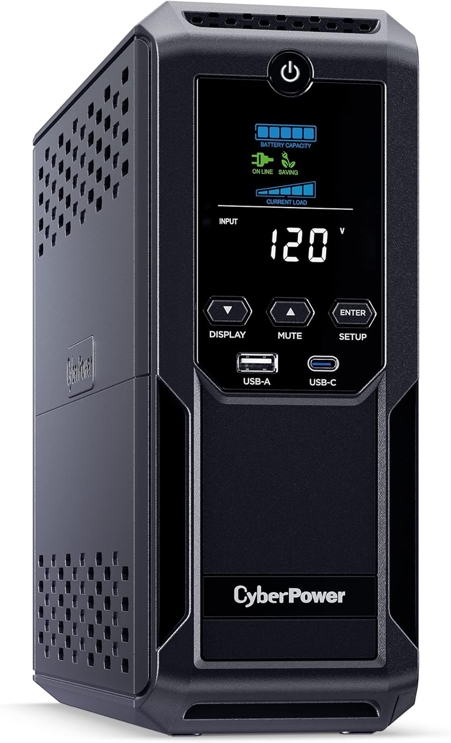 CyberPower CP1350AVRLCD3 Intelligent LCD UPS System, 1350VA/815W, 12 Outlets, 2 USB Ports, AVR, Mini Tower